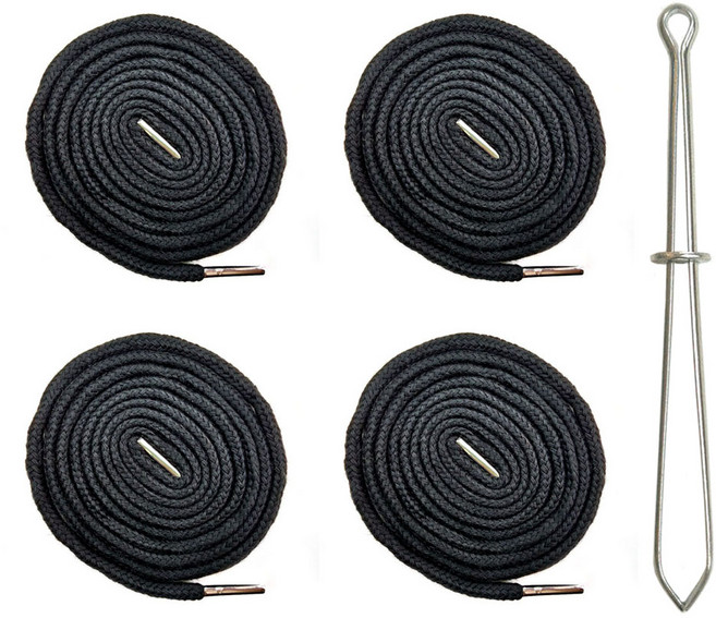 (끼우개 포함) 140cm 원형 후드끈 바지끈 4개, 1세트, 블랙(4개)