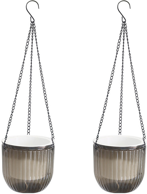 저면관수 행잉화분 플라스틱 걸이 화분, 2개, 그레이