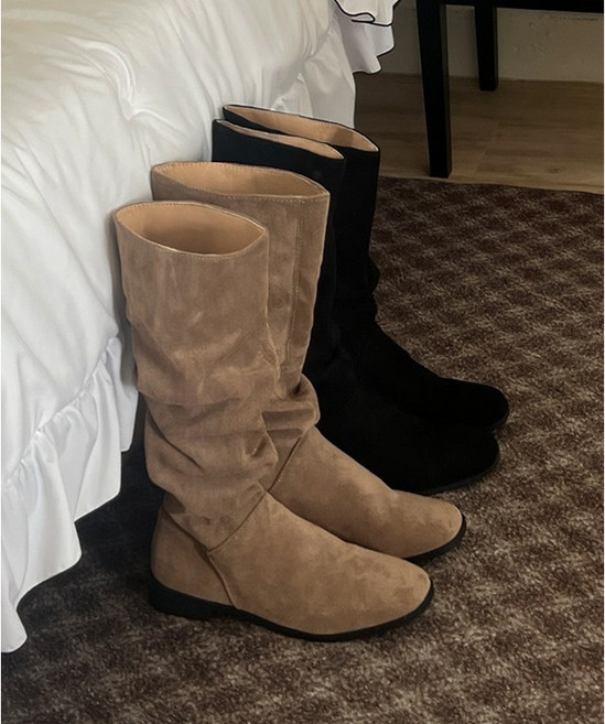 [당일출고]스퀘어 라운드 셔링 스웨이드 통굽 미들부츠(여리청순 주름 레그워머신발 키작녀 빅사이즈 웨스턴 하비통넓은부츠 첼시 털롱숏부츠 가을겨울옷 어그링 제주도 수학여행)