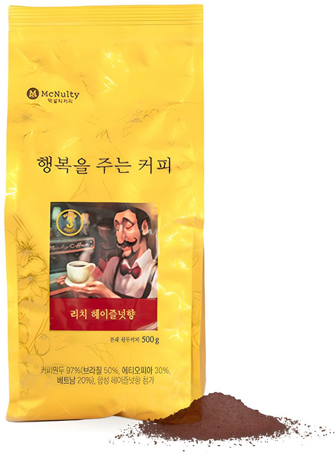 맥널티커피 리치 헤이즐넛향 분쇄 원두커피, 핸드드립/커피메이커, 500g, 1개