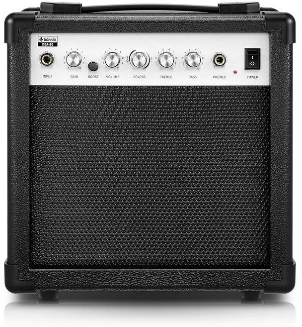 도너 일렉트릭 기타 앰프 20W 리버브 효과가 있는 DEA-20 앰프 휴대용 편리한 클린 & 오버드라이브 스위치가 장착된 연습, 도너 일렉트릭 기타 앰프 20W, 리버브 효과가 있는