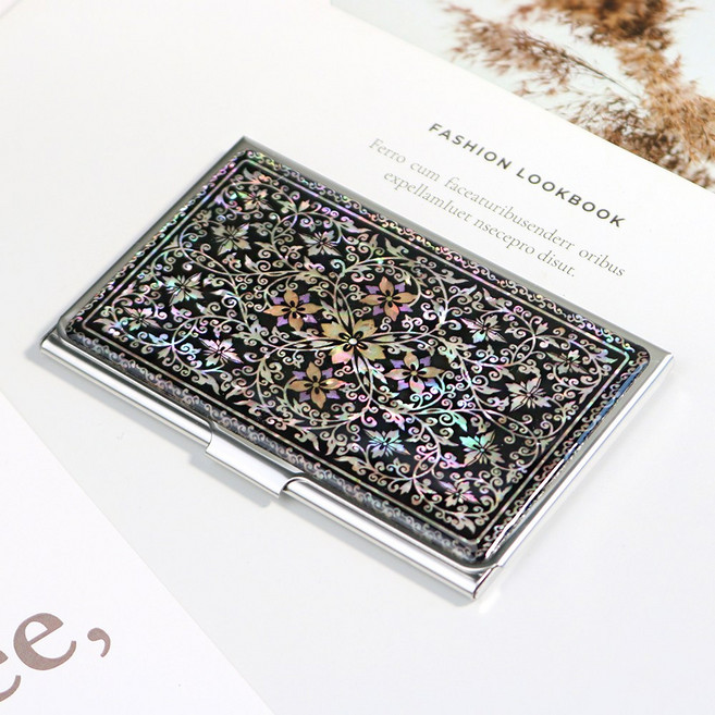 박씨상방 외국인선물 나전칠기 자개 명함케이스M 명함집 기념품 명함지갑, 1개, 넝쿨꽃