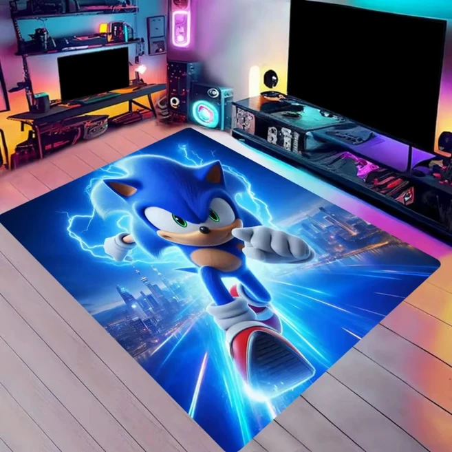 MINISO Anime S-Sonic-c 테마 미끄럼 방지 러그 침실 거실 용 세련된 카펫 십대 놀이 공간 편안한 바닥 매