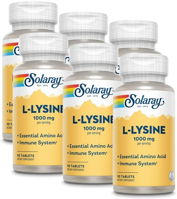 솔라레이 L 라이신 1000mg 아미노산 SOLARAY L Lysine, 90정, 6개 - 쿠팡