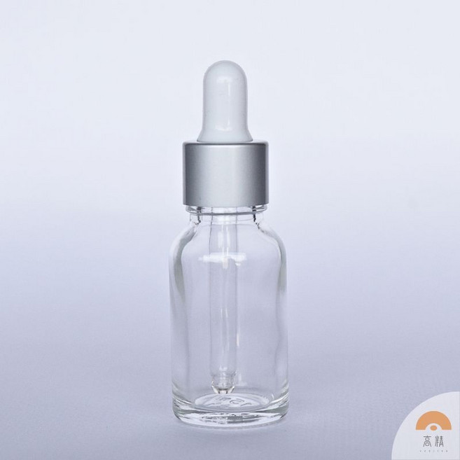 高精 玻璃滴管瓶, 1個, 滴管組(白膠頭+銀亮面環),10ml
