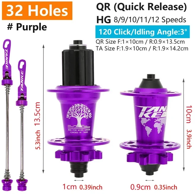 TANKE 120 클릭 허브 베어링 6개 MTB 산악 자전거 전면 후면 교차 28 32 구멍까지 디스크 브레이크 8 9 11