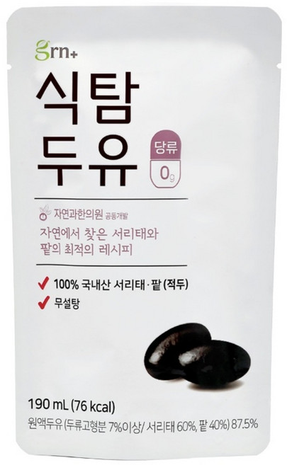 GRN 식탐두유 무설탕 서리태 팥두유, 10개, 190ml