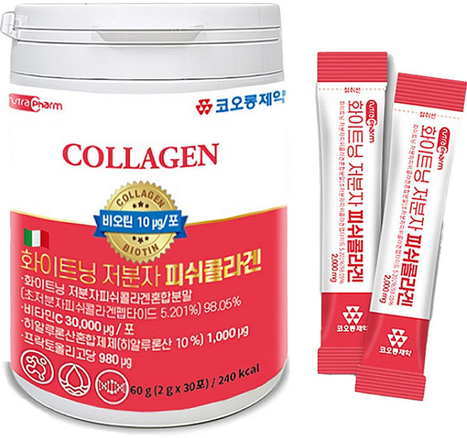 초저분자 어린 화이트닝 저분자 피쉬 콜라겐 스틱 30포x1통 어머니 와이프 선물 20대 건강, 1개, 30회분