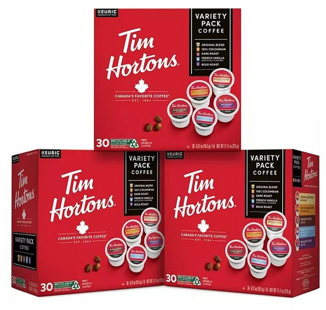 [미국직구] 팀홀튼 커피 큐리그 캡슐 K컵 버라이어티팩 30개입 3팩 / Tim Hortons Variety K-Cup Coffee Pods 90ct, 90개