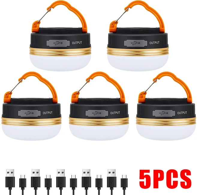10W 전력 캠핑 랜턴 텐트 램프 1200mah USB 충전식 휴대용 조명 야외 하이킹 밤, 02 USB 5PCs