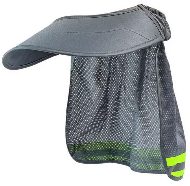 工地 工程帽 安全帽遮陽簾 透氣輕便 大帽簷 鴨舌款 可拆卸, 灰色