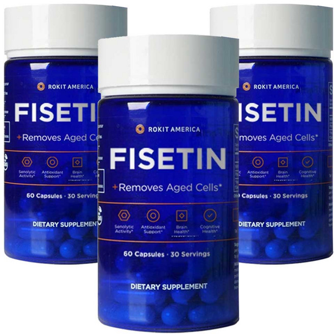 로킷아메리카 고순도98% 피세틴+바이오페린+비타민 C 복합제재, 3개, 60정