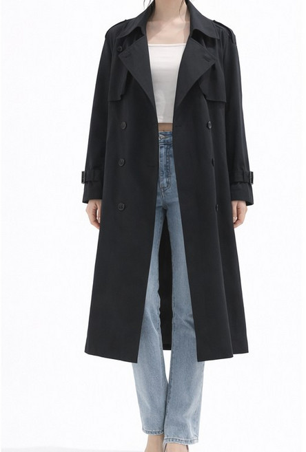 【睿依女裝RYI】經典中長版風衣 大翻領 袖口+腰部調節帶 兩色可選