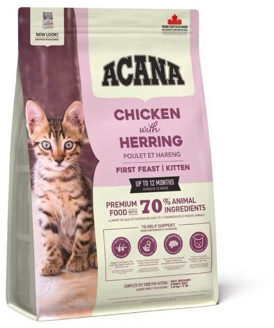 ACANA 愛肯拿 貓飼料 第一盛宴幼貓 農場饗宴挑嘴貓 無穀配方 雞肉鯡魚 1.8kg 4.5kg, 1個, 1.8kg第一盛宴送旅行包