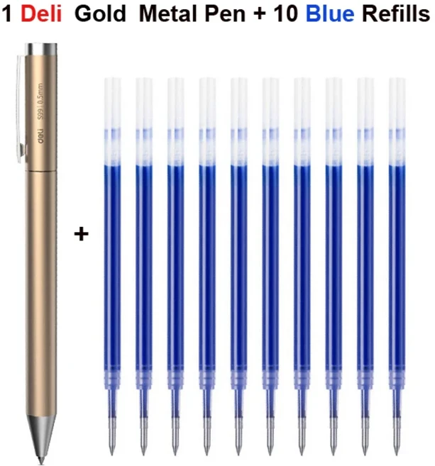 델리 금속 사인 펜 Mijia 젤 PREMEC 부드러운 스위스 0.5mm 일본 블랙 잉크 서명 선물, 01 1 Pen 10 Blue ink