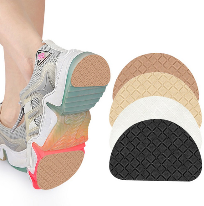 VITALO 논슬립 패드형 밑창 보강패드 스티커 신발 구두 밑창보호패드, 4개, 브라운