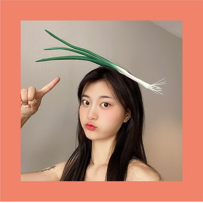 녹색 파 머리띠 여성 여름 헤어 액세서리 재미있는 쪽파