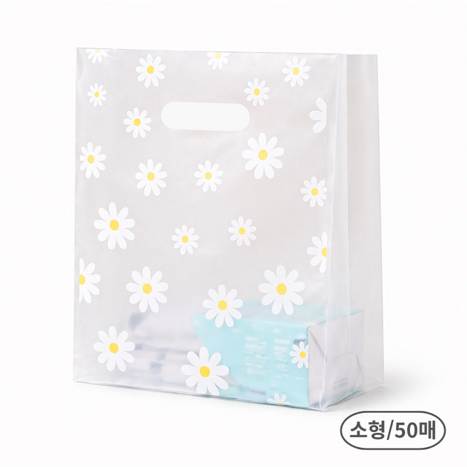 다모올 손잡이 비닐 쇼핑백 디자인 포장봉투 50매, 1개, 데이지