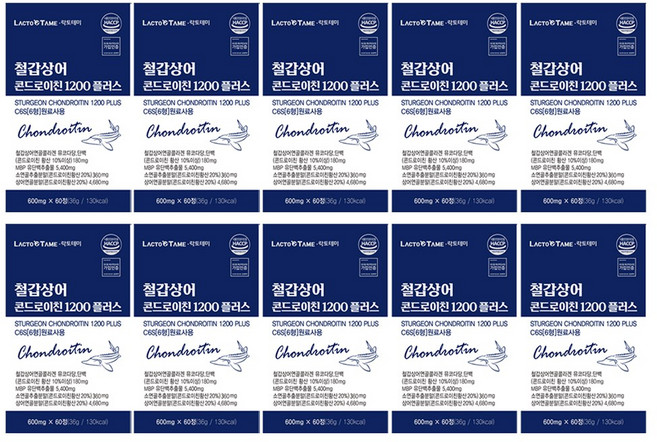 콘드로이친 철갑상어 C6S 6형 저분자 콜라겐 연골 뮤코다당 난각막 수용성 강황 초록입홍합 60정, 10개