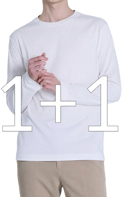 남녀공용 [2pack] 1+1 라운드넥 긴팔티 여성 남성 무지 긴팔 티셔츠