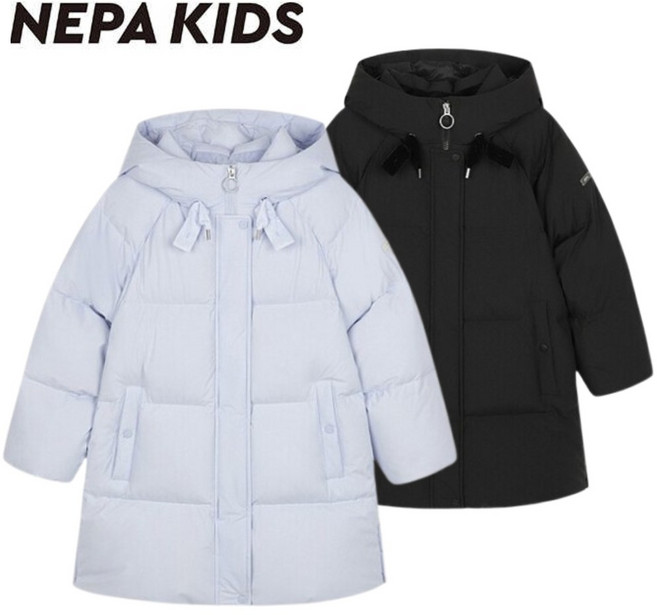 [매장발송] 네파키즈 아동용 덕다운 리본 롱패딩 유치원 초등 등원 외출 운동 남아 여아 주니어