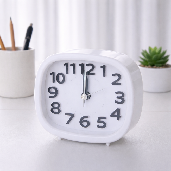 소소하우 무소음 알람기상 탁상시계, 화이트