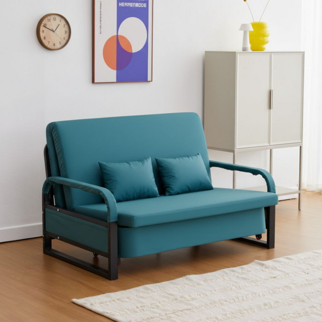 [무료로켓방문설치]엘티제이 간이 접이식 침대 라텍스 소파침대 JTJL5, 라텍스 소파베드 블루