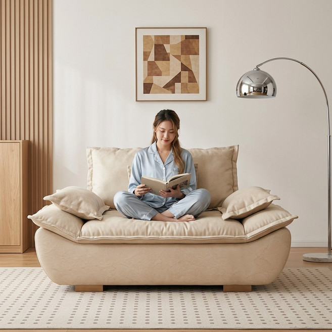 모던 쇼파 고습 방수 아쿠아텍스 패브릭 소파 북유럽 감성 1/2/3인용 프리미엄 쿠션 포함 거실 소파, 120cm