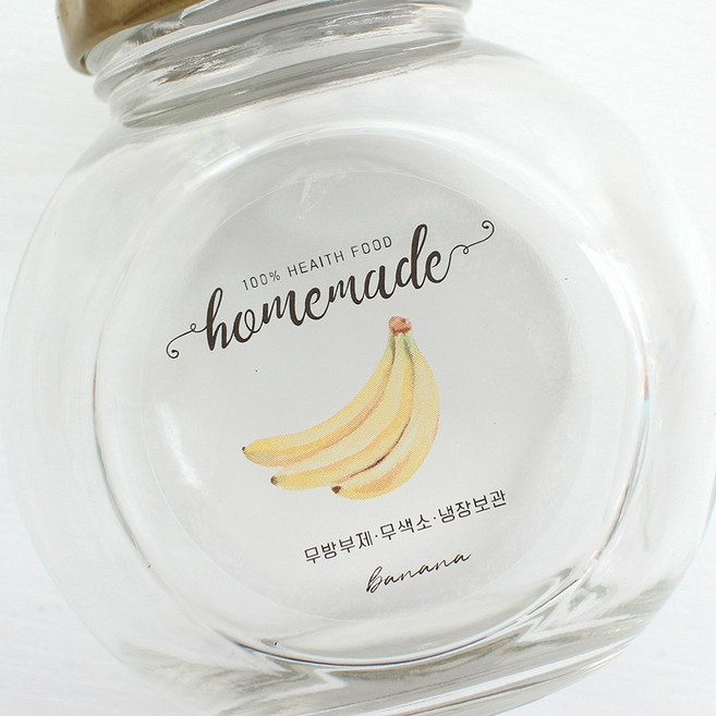 투명 바나나 수제청 스티커 과일청 수제잼 수제식초 과일 스티커 주문제작, 100매, 방수투명스티커