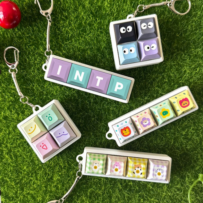 캐릭터 디자인 키캡 키링 모음 레트로 키보드 MBTI 민화 청축키보드 호환 고리포함, 1개, 11)디자인 싱글(1x1) 꾸러기