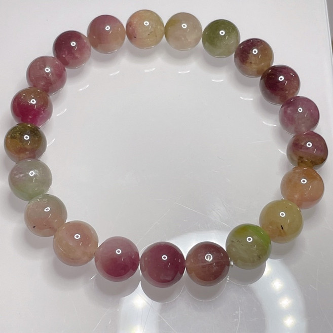巴西老礦西瓜碧璽方糖碧璽手串 9.9mm