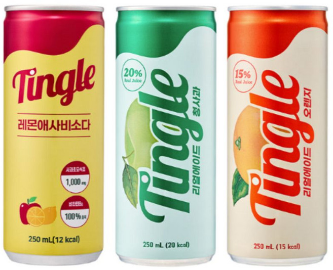 팅글 애사비소다 레몬 청사과 오렌지 250ml 18개