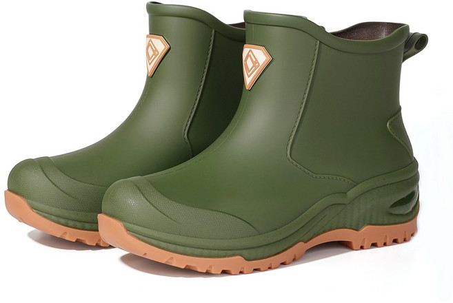 YANGTA 남성 경량 패션 레인부츠 미끄럼방지 쿠션 방수 장화 낚시 캠핑 야외 작업용 레인슈즈