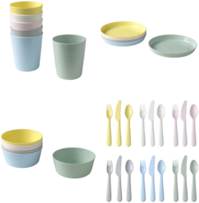 이케아 칼라스 KALAS 어린이접시 그릇 물컵, 4.스푼포크나이프18개, 1개