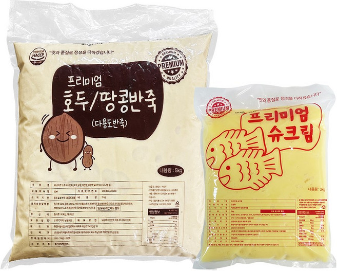 프리미엄 호두과자 땅콩빵 델리 만쥬 만들기 재료 앙금 속재료 재료 반죽 5kg + 슈크림 2kg 세트, 1개, 7kg