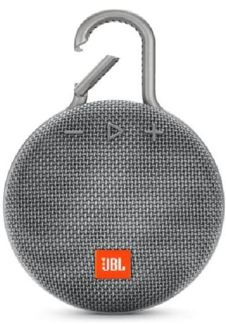 JBL 클립 3 블랙 방수 내구성 및 휴대용 블루투스 스피커 최대 10시간 스피커폰 무선 스트리밍, 회색