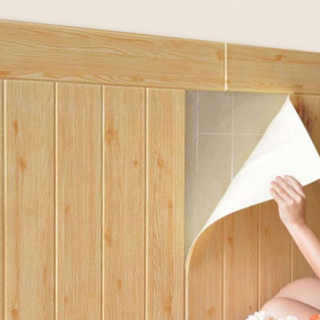 나무판폼블럭 시트지 접착식 입체벽지 단열 잘라쓰는, 상품선택, 나무결 브라운