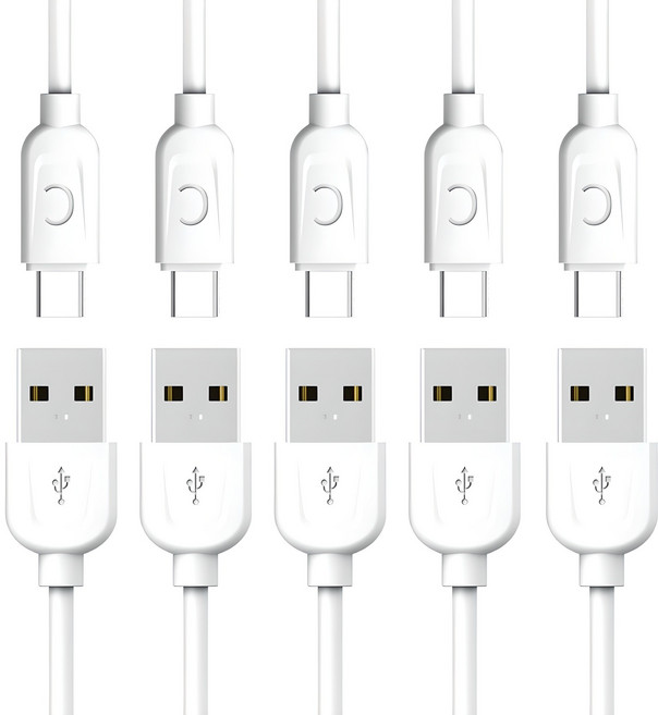 프라임큐 USB C타입 고속 충전 케이블, 1m, 화이트, 5개