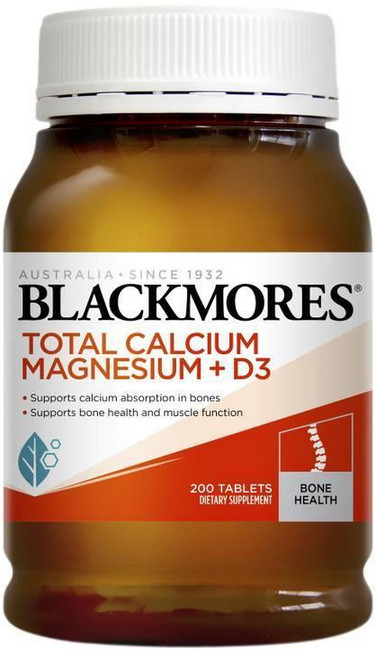 (호주/뉴질랜드) 블랙모어스 토탈 칼슘 마그네슘 비타민D3 200정 Blackmores Total Calcium Magnesium + D3 Bone Health Vitamin 20, 1개