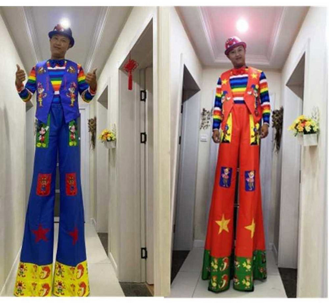 키다리 광대 의상 키다리 삐에로 키높이 모델 판촉 사이즈 죽마 마술