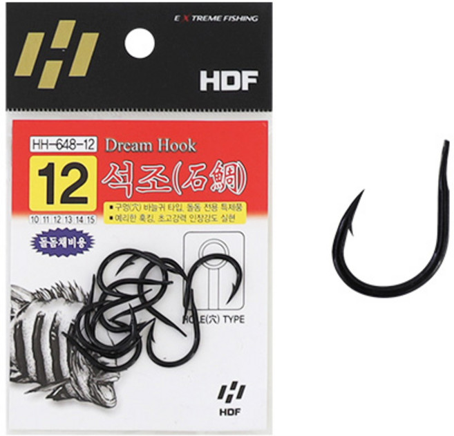 해동 드림훅 석조블랙 채비 돌돔 바늘 HH-648 구멍 바늘귀, 1개