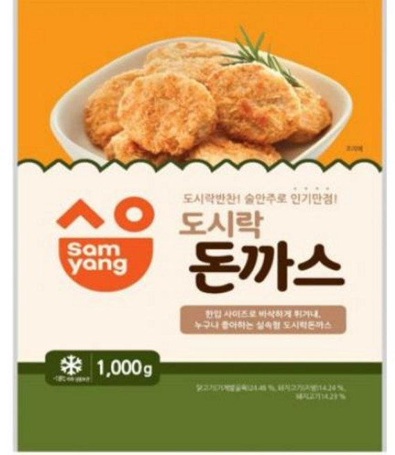 도시락돈까스 맘모스 냉동, 1개, 1kg