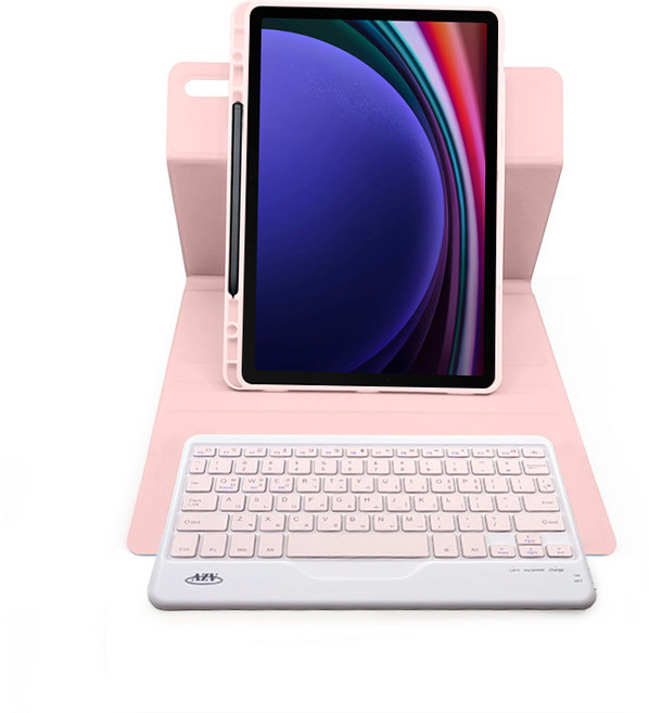갤럭시탭S9 S9+ S9 FE 플러스 호환 콤비 360회전 블루투스 키보드 세로거치 S펜수납 케이스, 핑크, 1개