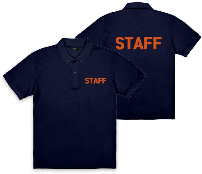 STAFF 프린팅 반팔 카라 티셔츠 네이비 스태프티 직원복 행사복 단체복 (남녀공용 남색