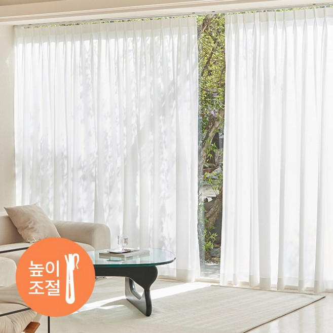 [오늘출발] 비침없는 밀크 쉬폰 커튼 2장