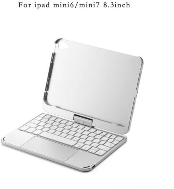 호환 아이패드 미니 7 A17Pro 2024 미니 6용 매직 키보드 커버 360도 회전 8.3인치 매직 무선 백라이트 키보드 케이스, 실버