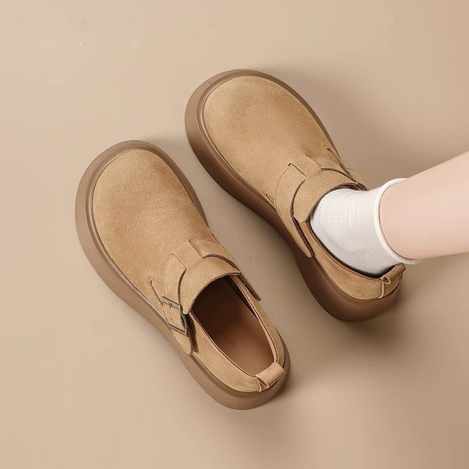 해피유통여성 봄가을 캐주얼 편안한 베이지 끈 두꺼운 밑창 슈즈 XG08