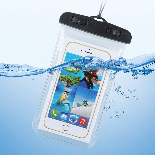 핸드폰 방수팩 가방 핸드폰 방수 커버 아이폰 갤럭시 물놀이 휴대폰케이스, 1개, 블랙