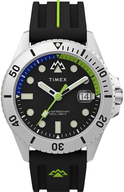 타임엑스 남성 탐험대 노스 앵커리지 43mm 시계 - 블랙 스트랩 다이얼 스테인리스 스틸 케이스