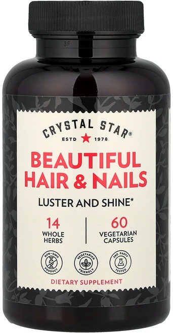 Crystal Star Beautiful Hair & Nails 60 Vegetarian Capsules, 1개 - 쿠팡